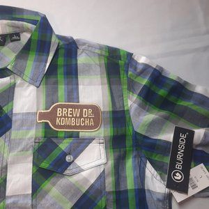 Brew DR. Kombucha - Burnside Plaid Shortsleeve Button Down Shirt - NWT Men's L